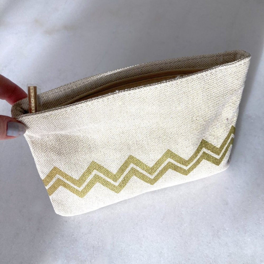 3/$36 - New! Sephora cream / beige & gold makeup / cosmetic / travel bag pouch